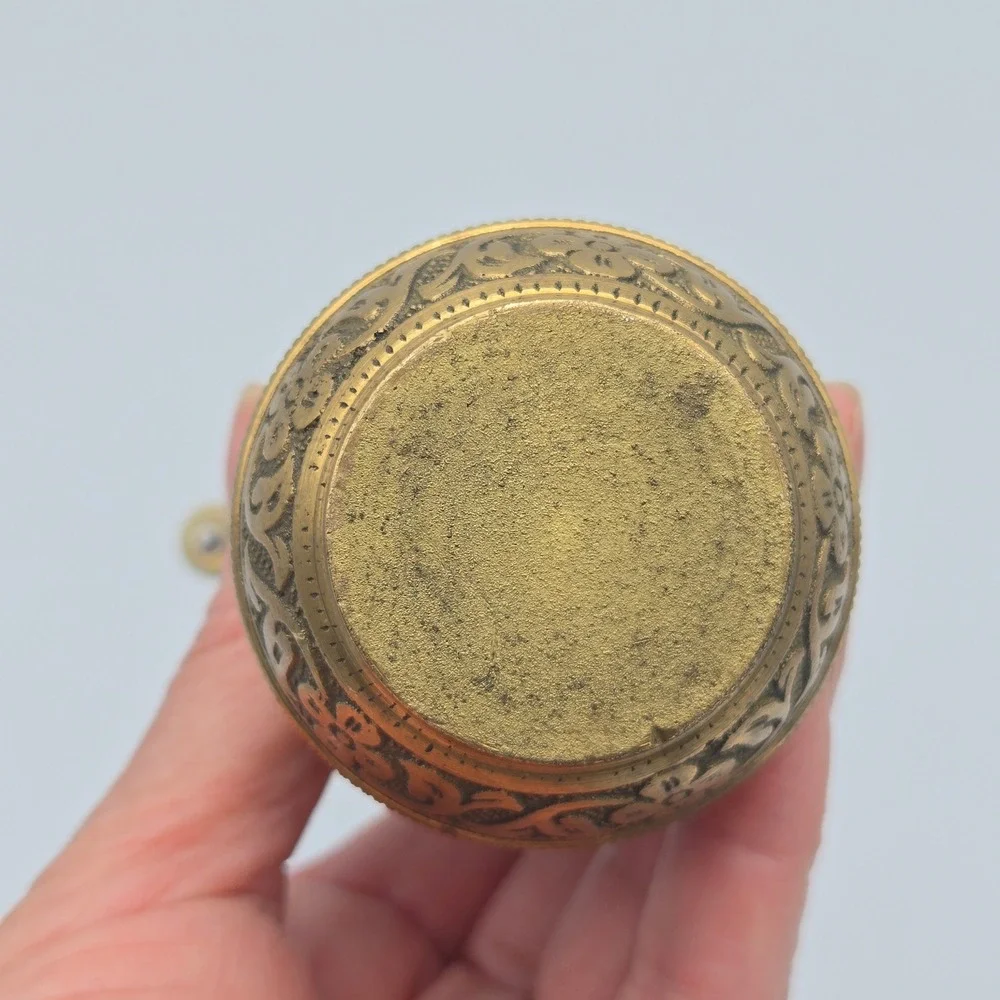 Vintage Brass Turkish Spice Pepper Mill Grinder Hand Crank Ornate Etched Design